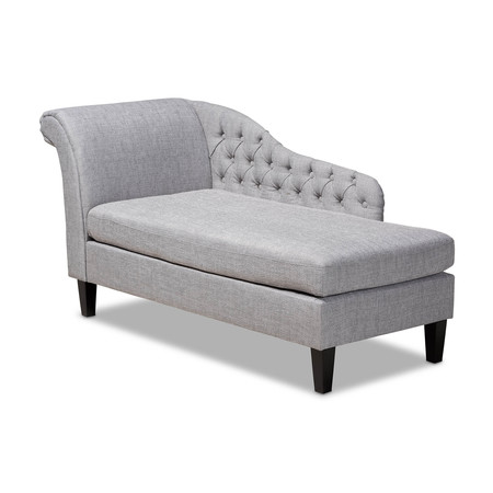 BAXTON STUDIO Florent Grey Upholstered Black Finished Chaise Lounge 157-9702